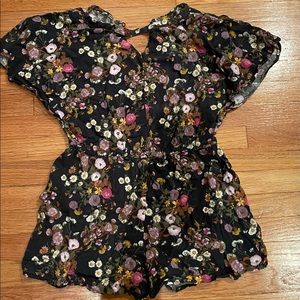 Girls floral short jumpsuit